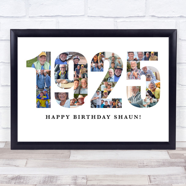Photo Collage White 26-Photo Birthday Gift For Him Year 1925 Print Or Canvas