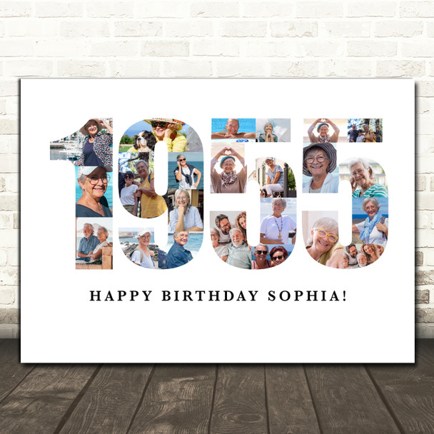 Photo Collage White Birthday Gift For Her 23-Photo Year 1955 Print Or Canvas