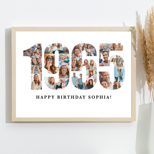 Photo Collage White Birthday Gift For Her 24-Photo Year 1965 Print Or Canvas