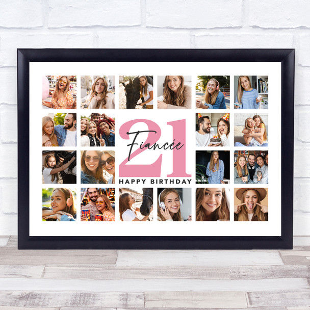 Photo Collage 21st Birthday Custom Gift For Fiancée 20-Photo Print Or Canvas