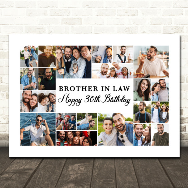 Photo Collage 30th Birthday Gift For Brother-In-Law 22-Photo Print Or Canvas