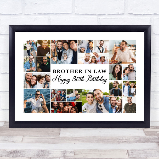 Photo Collage 30th Birthday Gift For Brother-In-Law 22-Photo Print Or Canvas