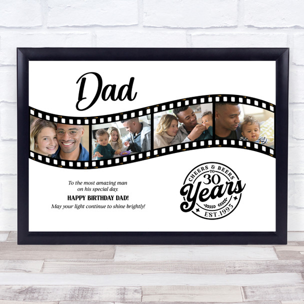 Photo Collage 30th Birthday Gift For Dad 4-Photo Camera Film Print Or Canvas Photo Collage 30th Birthday Gift For Dad 4-Photo Camera Film Print Or Canvas