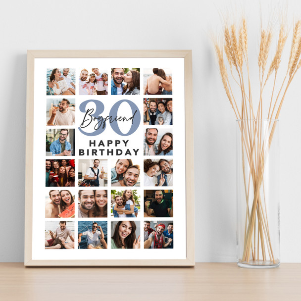 Photo Collage 30th Birthday Gift For Boyfriend 20-Photo Blue Print Or Canvas Photo Collage 30th Birthday Gift For Boyfriend 20-Photo Blue Print Or Canvas