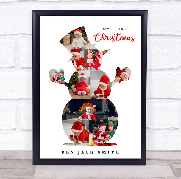 Photo Collage First Christmas Gift For Baby 10-Photo Snowman Print Or Canvas Photo Collage First Christmas Gift For Baby 10-Photo Snowman Print Or Canvas