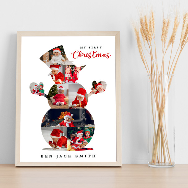 Photo Collage First Christmas Gift For Baby 10-Photo Snowman Print Or Canvas Photo Collage First Christmas Gift For Baby 10-Photo Snowman Print Or Canvas