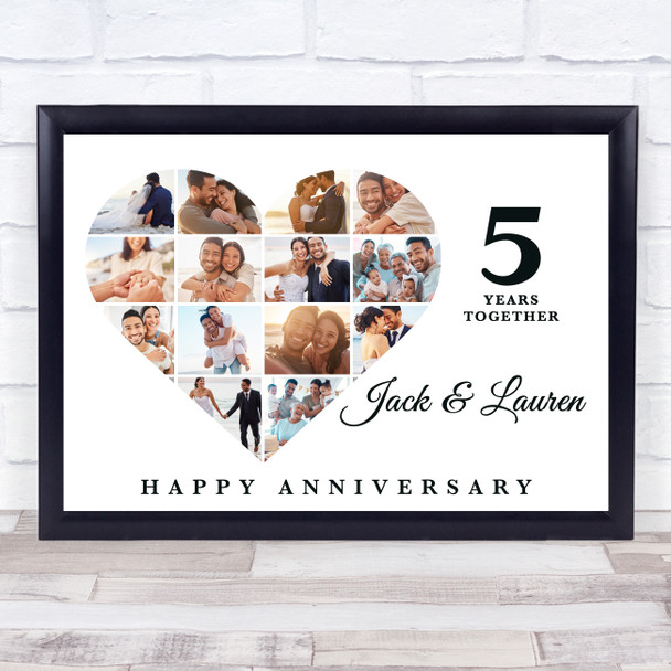 Photo Collage Wedding Anniversary Custom Gift 14-Photo Heart Print Or Canvas