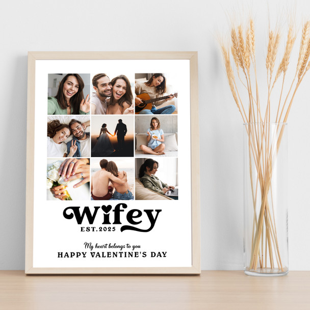 Photo Collage Valentine's Day 9-Photo Custom Gift For Wifey Print Or Canvas