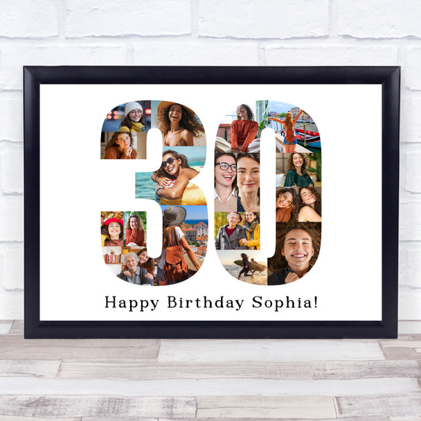 Photo Collage 30th Birthday Gift For Her 18-Photo Number 30 Print Or Canvas Photo Collage 30th Birthday Gift For Her 18-Photo Number 30 Print Or Canvas