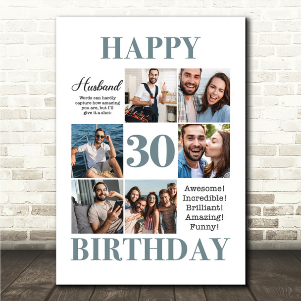 Photo Collage 30th Birthday Custom Gift For Husband 6-Photo Print Or Canvas Photo Collage 30th Birthday Custom Gift For Husband 6-Photo Print Or Canvas