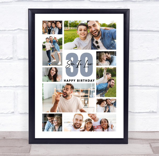 Photo Collage Print Or Canvas 30th Birthday Personalised Gift For Son 10-Photo