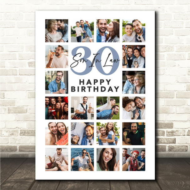 Photo Collage Print Or Canvas 30th Birthday Personalised Gift For Son 20-Photo
