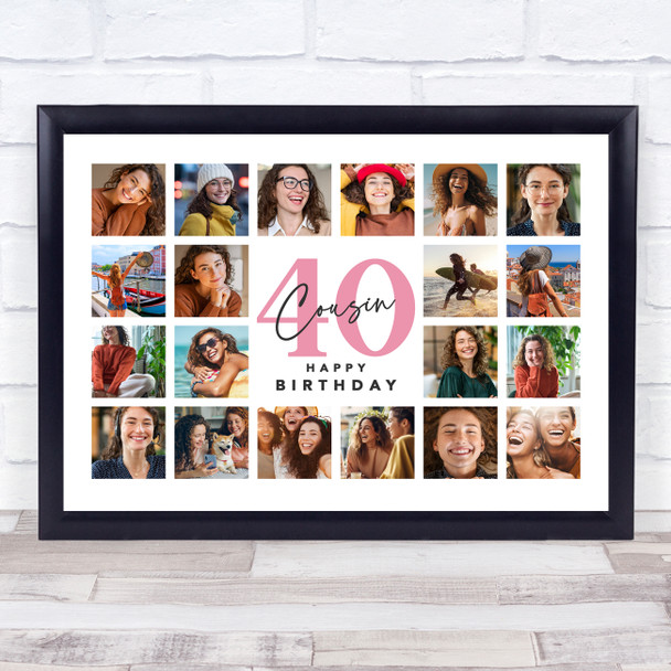 Photo Collage 40th Birthday Custom Gift For Cousin 20-Photo Print Or Canvas