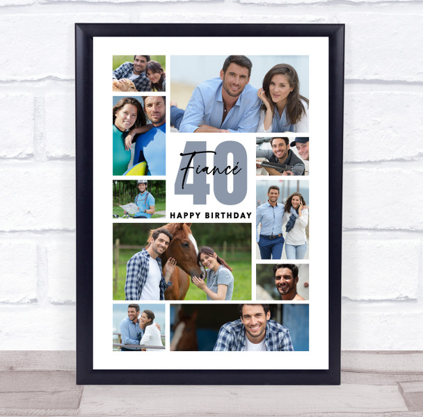 Photo Collage 40th Birthday Custom Gift For Fiancé 10-Photo Print Or Canvas