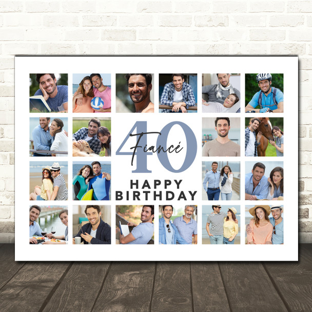 Photo Collage 40th Birthday Custom Gift For Fiancé 20-Photo Print Or Canvas Photo Collage 40th Birthday Custom Gift For Fiancé 20-Photo Print Or Canvas