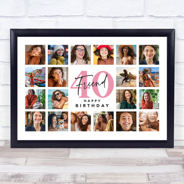 Photo Collage 40th Birthday Custom Gift For Friend 20-Photo Print Or Canvas
