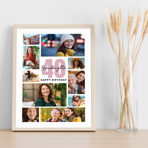 Photo Collage 40th Birthday Gift For Granddaughter 10-Photo Print Or Canvas Photo Collage 40th Birthday Gift For Granddaughter 10-Photo Print Or Canvas