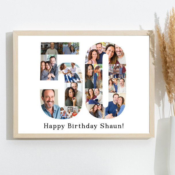 Photo Collage 50th Birthday Custom Gift For Him 17-Photo 50 Print Or Canvas