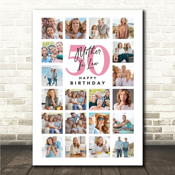 Photo Collage 50th Birthday Gift For Mother-In-Law 20-Photo Print Or Canvas