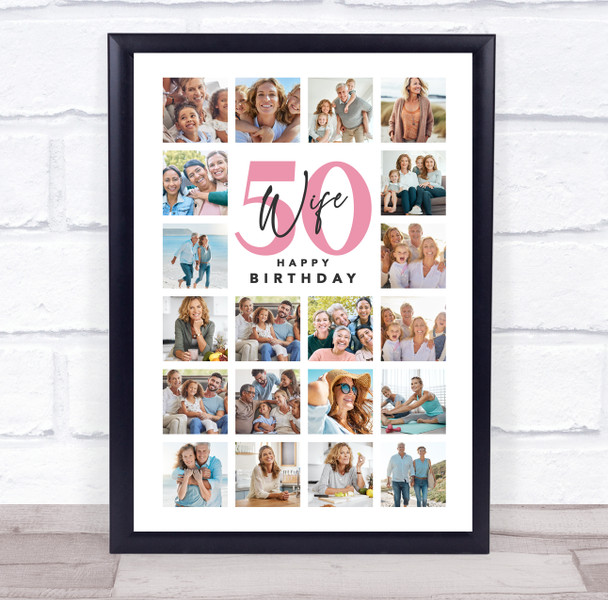 Photo Collage 50th Birthday Gift For Wife 20-Photo Portrait Print Or Canvas