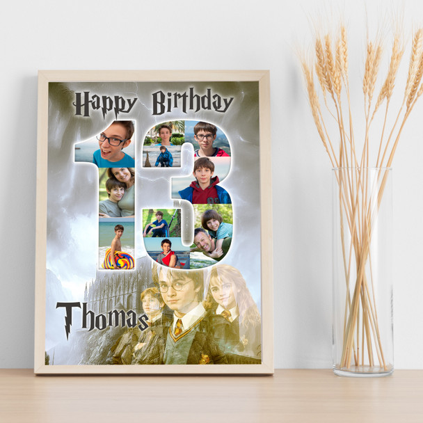 Photo Collage 10-Photo 13th Birthday Gift For Boys Harry Potter Print Canvas