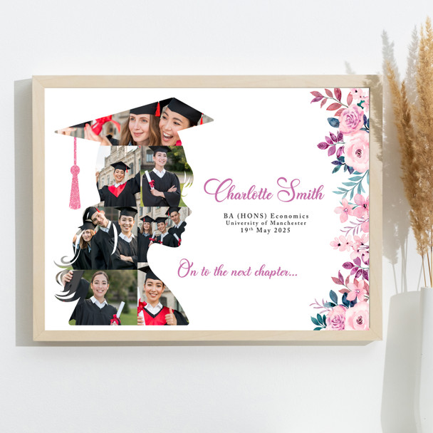 Photo Collage Graduation Gift For Student 7-Photo Graduate Pink Print Canvas