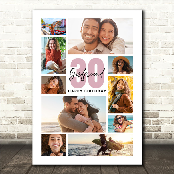 Photo Collage 30th Birthday Custom Gift For Girlfriend 10-Photo Print Or Canvas