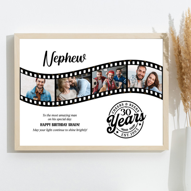 Photo Collage 30th Birthday Gift For Nephew 4-Photo Camera Film Print Or Canvas Photo Collage 30th Birthday Gift For Nephew 4-Photo Camera Film Print Or Canvas