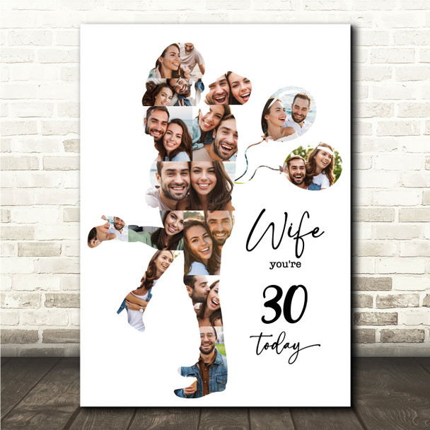 Photo Collage 30th Birthday Custom Gift For Wife 15-Photo Women Print Or Canvas