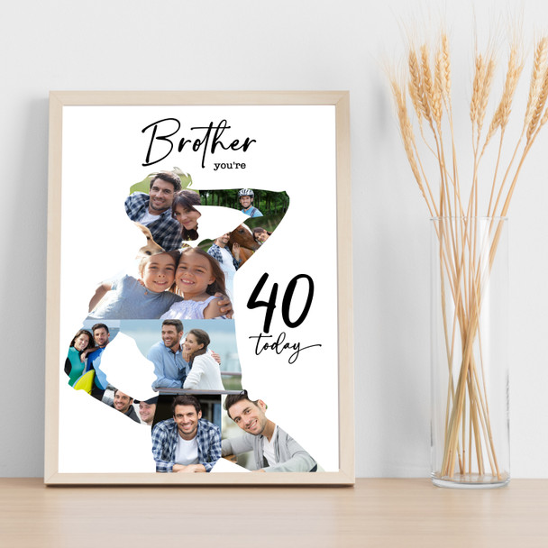 Photo Collage 40th Birthday Custom Gift For Brother 9-Photo Man Print Or Canvas