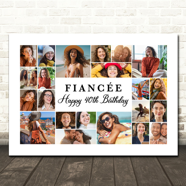 Photo Collage 40th Birthday Gift For Fiancée 22-Photo Landscape Print Or Canvas Photo Collage 40th Birthday Gift For Fiancée 22-Photo Landscape Print Or Canvas