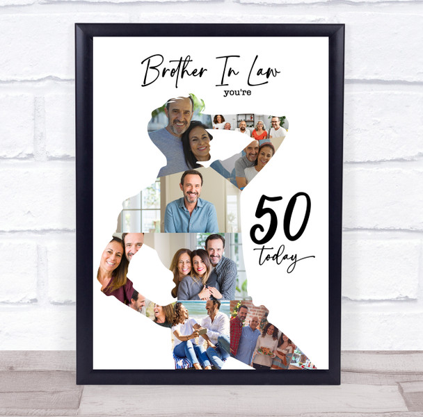Photo Collage 50th Birthday Gift For Brother-In-Law 9-Photo Man Print Or Canvas