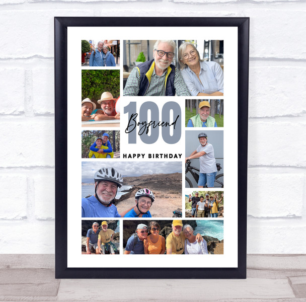 Photo Collage 100th Birthday Custom Gift For Boyfriend 10-Photo Print Or Canvas Photo Collage 100th Birthday Custom Gift For Boyfriend 10-Photo Print Or Canvas