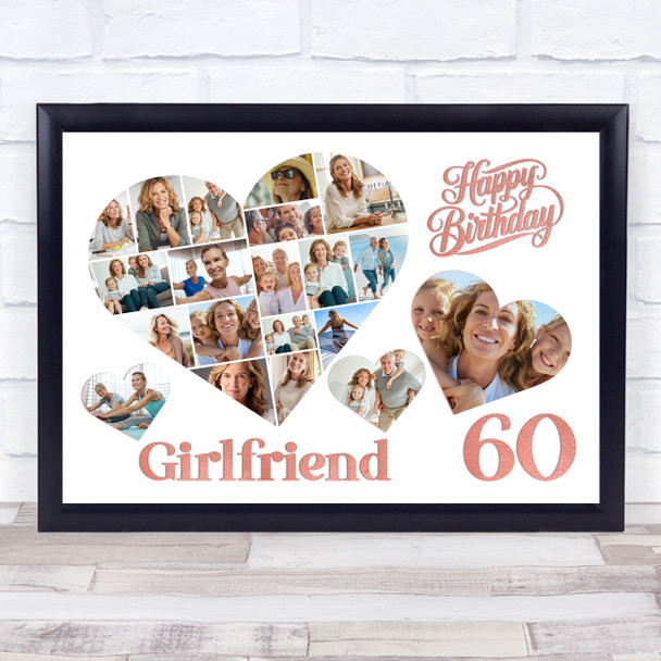 Photo Collage 60th Birthday Gift For Girlfriend 20-Photo Hearts Print Or Canvas Photo Collage 60th Birthday Gift For Girlfriend 20-Photo Hearts Print Or Canvas