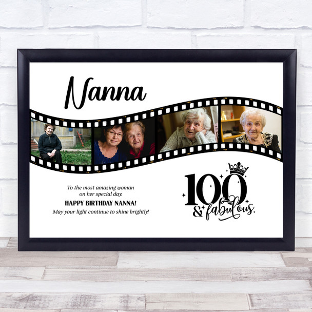 Photo Collage 100th Birthday Gift For Nanna 4-Photo Camera Film Print Or Canvas Photo Collage 100th Birthday Gift For Nanna 4-Photo Camera Film Print Or Canvas
