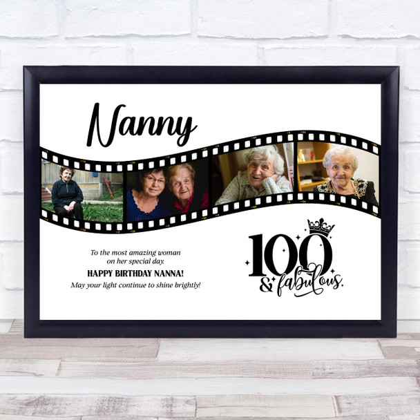 Photo Collage 100th Birthday Gift For Nanny 4-Photo Camera Film Print Or Canvas Photo Collage 100th Birthday Gift For Nanny 4-Photo Camera Film Print Or Canvas
