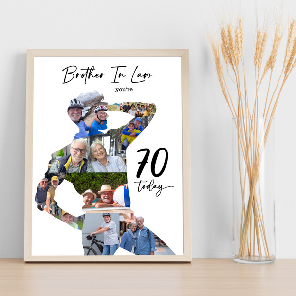 Photo Collage 70th Birthday Gift For Brother-In-Law 9-Photo Man Print Or Canvas