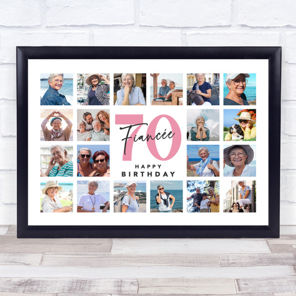 Photo Collage 70th Birthday Gift For Fiancée 20-Photo Landscape Print Or Canvas