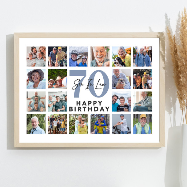 Photo Collage 70th Birthday Custom Gift For Son-In-Law 20-Photo Print Or Canvas