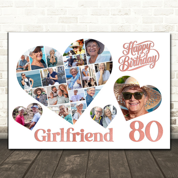 Photo Collage 80th Birthday Gift For Girlfriend 20-Photo Hearts Print Or Canvas Photo Collage 80th Birthday Gift For Girlfriend 20-Photo Hearts Print Or Canvas
