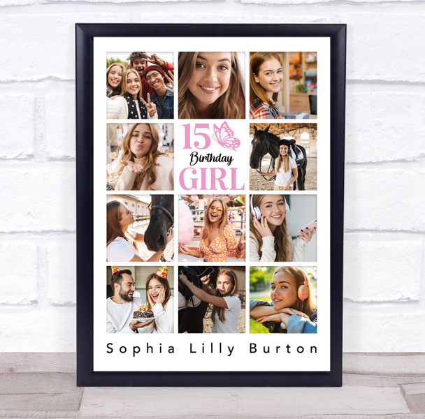 Photo Collage 11-Photo 15th Birthday Custom Gift For Teens Girl Print Or Canvas