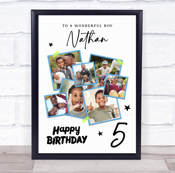 Photo Collage Kids Birthday Gift For Boys Any Age 7-Photo Stars Print Or Canvas
