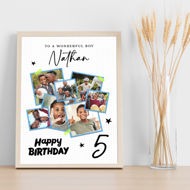 Photo Collage Kids Birthday Gift For Boys Any Age 7-Photo Stars Print Or Canvas