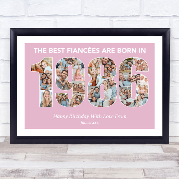 Photo Collage Pink Birthday Gift For Fiancee 23-Photo Year 1986 Print Or Canvas Photo Collage Pink Birthday Gift For Fiancee 23-Photo Year 1986 Print Or Canvas