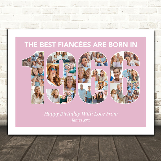 Photo Collage Pink Birthday Gift For Fiancee 25-Photo Year 1966 Print Or Canvas Photo Collage Pink Birthday Gift For Fiancee 25-Photo Year 1966 Print Or Canvas
