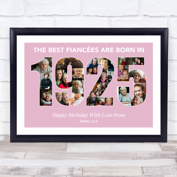 Photo Collage Pink Birthday Gift For Fiancee 26-Photo Year 1925 Print Or Canvas Photo Collage Pink Birthday Gift For Fiancee 26-Photo Year 1925 Print Or Canvas