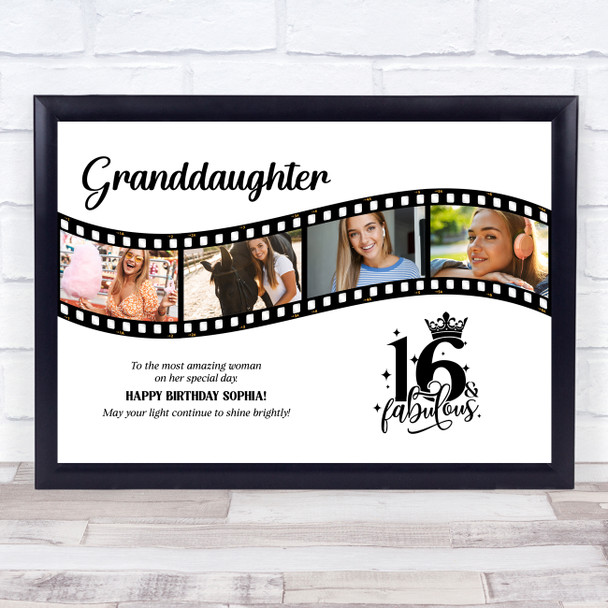 Photo Collage 16th Birthday Gift For Granddaughter 4-Photo Film Print Or Canvas Photo Collage 16th Birthday Gift For Granddaughter 4-Photo Film Print Or Canvas