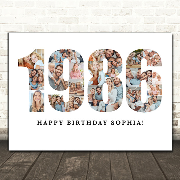 Photo Collage White Birthday Gift For Anyone 22-Photo Year 1986 Print Or Canvas