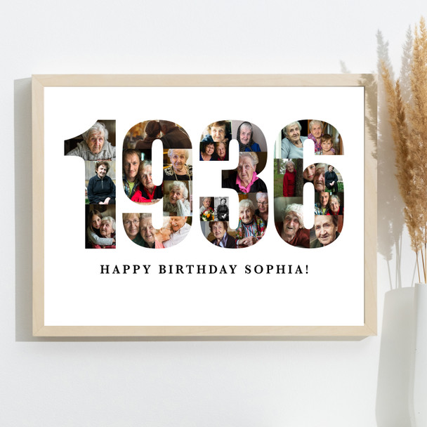 Photo Collage White Birthday Gift For Anyone 24-Photo Year 1935 Print Or Canvas