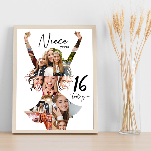 Photo Collage 16th Birthday Custom Gift For Niece 9-Photo Women Print Or Canvas